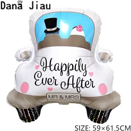 Dana jiau romantic wedding car Balloon Happy ever after LOVE Foil ball Valentines Day decoration lady wight dress Helium Ballon