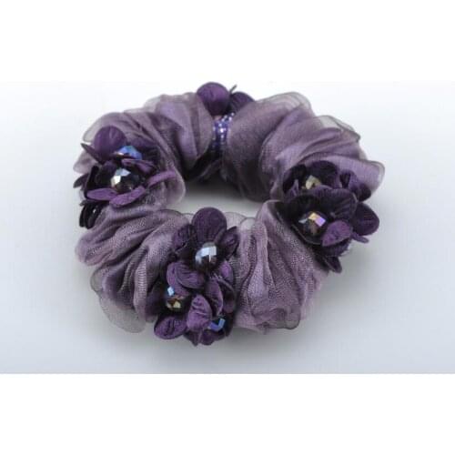 1piece Satin fabric elastic hair band with crystal beads Best gift for women & girl Fashion handmade hair accessories Hair ties