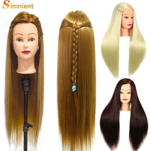 Simnient 26"Training Head Synthetic Fiber Hair For Hairdressing Head Hairstyles Brading Hair Styling Professional Mannequin Head