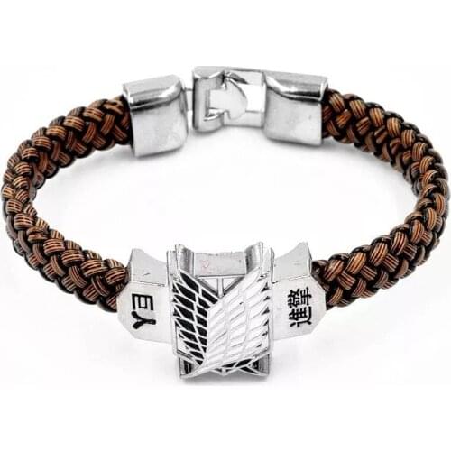 Hot Anime Attack on Titan Figure Toys Action Figure Leather Rope Woven Bracelet Fans Cosplay Fans Collection Gift Toys