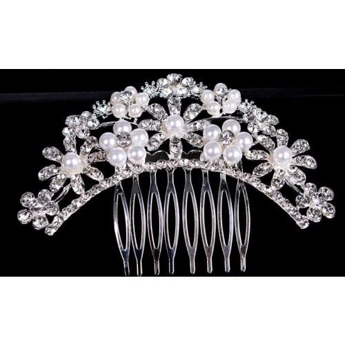 Crown Comb Wedding Dress Accessories Bridal Rhinestone Disc Insert Comb Wedding Hair Accessories Bridal Accessories