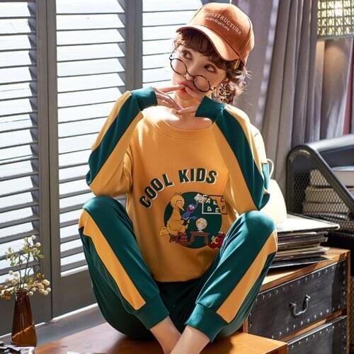 Spring And Autumn Cotton Full Sleeve Thin Womens Homewear Set