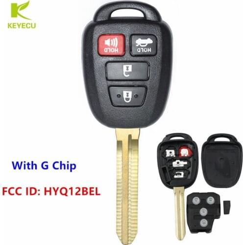 KEYECU Replacement New Remote Head Key Fob 3+1 Button With G Chip for Toyota Corolla 2014-2015 FCC ID: HYQ12BEL