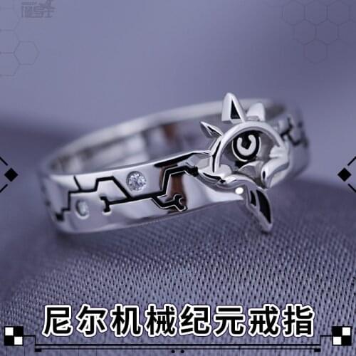 Anime Rings NieR:Automata YoRHa No. 2 Type B 925 Sterling Silver Finger Ring Fashion Accessories Jewelry Adjustable Xmas Gifts