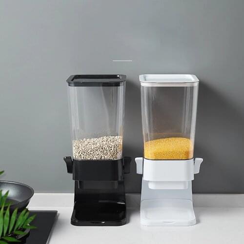 Kitchen Storage Tank Wall Rice Bucket Cereal Dispenser Moisture Proof Plastic Sealed Storage Containers