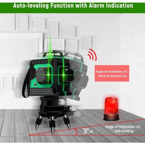 KKMOON Green Laser Level 12 Lines 3D Self-Leveling 360 Horizontal And Vertical Cross Super Powerful Green Laser Beam Line
