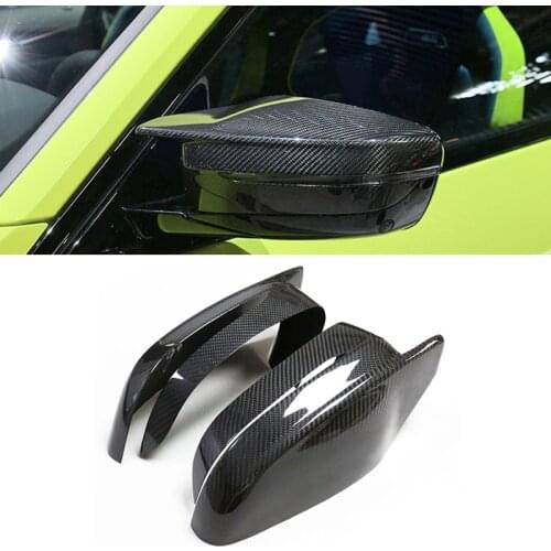 2pcs Real Carbon Fiber Car Ox Horn Side Rear View Mirror Cap Shell Cover Trim For BMW M3 M4 G80 G82 G83