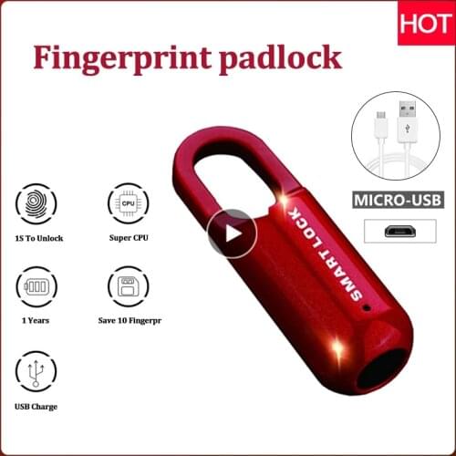Newest Smart Fingerprint Lock Fashion Mini Biometric Keyless USB Rechargeable Padlock Chip Anti-theft Luggage Box Bag Lock
