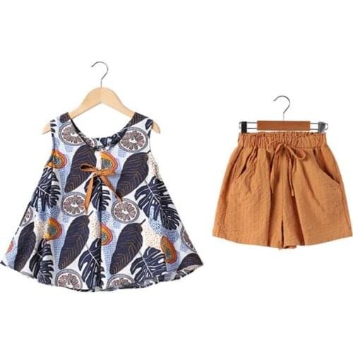 New girls' summer dress new middle-aged kids Korean chiffon suit children girl fashion two-piece suit