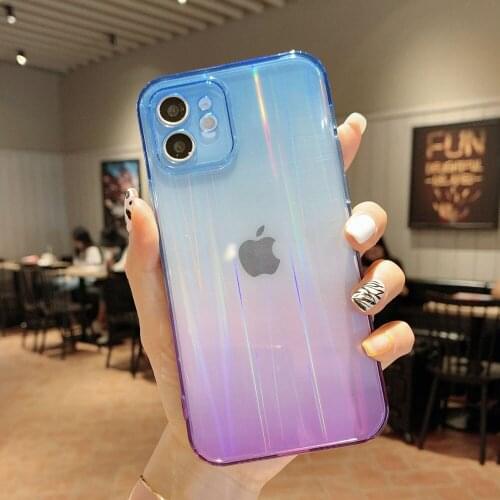 Newest Colorful Gradient Clear Silicone Cases for iPhone 12 Pro Max Soft TPU Back Cover for iPhone 11 Pro XS Max SE 2nd 7 8 Plus