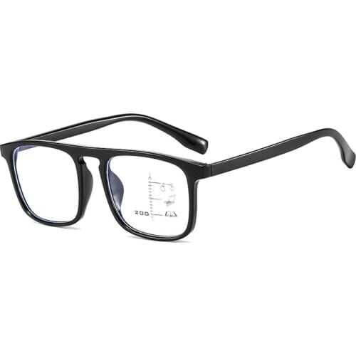 Retro Square Progressive Anti Blue Light Reading Glasses Magnifier Women Men Look Near Far Presbyopia Eyeglasses Spectacles