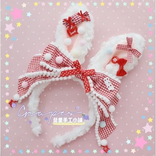 Handmade Sky Blue Original Sweet Hair Band Plush Rabbit Ear Bow Lolita