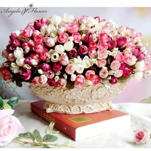 Autumn 15 Heads/Bouquet Small Bud Roses Bract Artificial Flower Silk Rose DIY Wedding Home Christmas Decor Flowers Rose Gifts