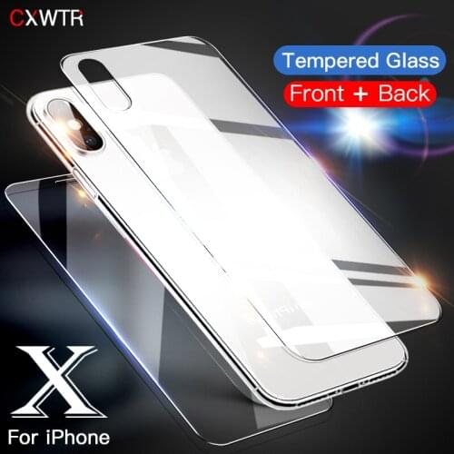 Front + Back 2Pcs Tempered Glass For iPhone 8 7 6 6S Plus Rear Screen Protector For iPhone 11 Pro X XR XS Max Protective Film