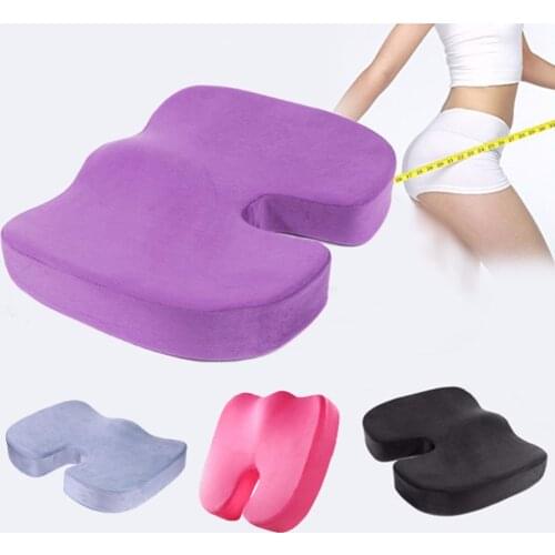 Car Seat Cushion Coccyx Orthopedic U-Shape Memory Foam Plush Chair Pad Automobile Office Massage Cushion