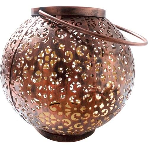 Hanging Solar Outdoor Waterproof Lantern Light With Handle Garden Patio Backyard Courtyard Wrought Iron Projection Hanging Lamp