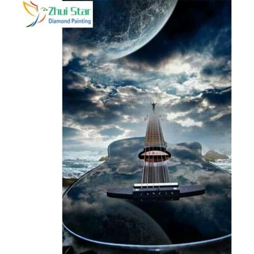 Full Square 5D DIY Diamond Painting "Guitar Sky" Embroidery Cross Stitch Mosaic Home Decor Gif CJ4