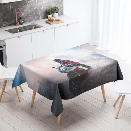 Rectangular Tablecloths Decorative Table Cover 3D Printing Handsome Motorcycle Dining Table Cloth