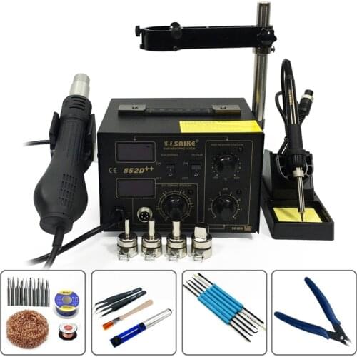 SAIKE 852D++ Upgrade Hot Air Gun Desoldering Station Electric Iron 2 In 1 BGA Rework Station With Stents Repair Welding Tools