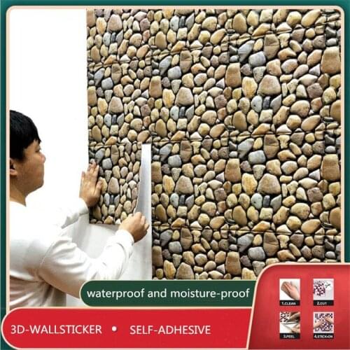 30×30CM Kitchen Cobblestone 3D TV Background Wallpaper Self Adhesive Oil/Waterproof Contact Paper Living Bedroom Wall Stickers