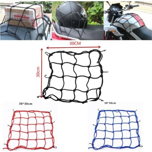 Net Styling 30x30cm latex Cargo Net featuring 6 Adjustable Hooks & Tight 2"x2" Mesh For Motorcycle Helmet Cargo Oil tanker