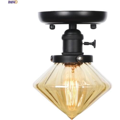 IWHD Diamond Glass Ball LED Ceiling Light Living Room Porch Stair Loft Decor Industrial Vintage Ceiling Lamps Plafon Luminaira