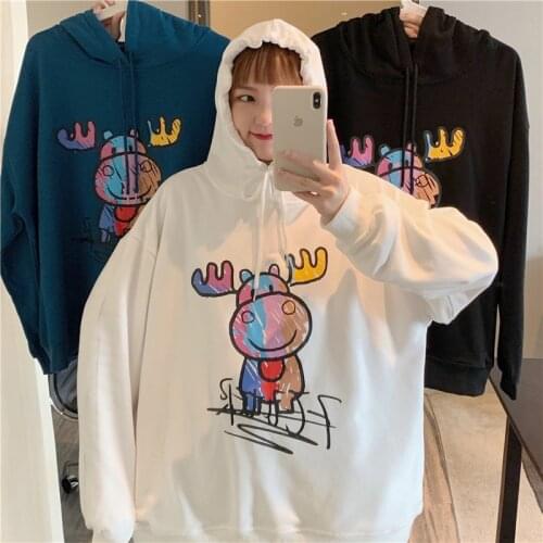 Print Cartoon Street Sweatshirt 2020 New Womens Spring And Autumn Long Sleeve Loose Korean Top Harajuku Style Wn