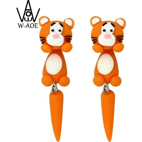 TTPAIAI 30 Handmade Polymer Clay 3D Tiger Stud Earrings Fashion Cute Lovely Cartoon Animal Earrings For Women Girl Kids Gift