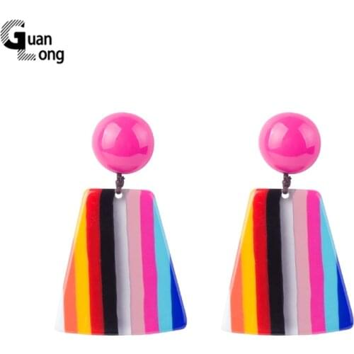 Guanlong Vintage Fashion Resin Long Big Drop Earrings for Women Geometric Stripe Acrylic Dangle Earrings Elegant Jewelry Brincos