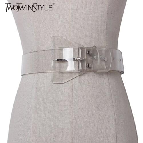 TWOTWINSTYLE 2020 Decorative Woman Belt Casual Female Belts Made of Genuine Plastic Wild PVC Transparent Clothing Accessories