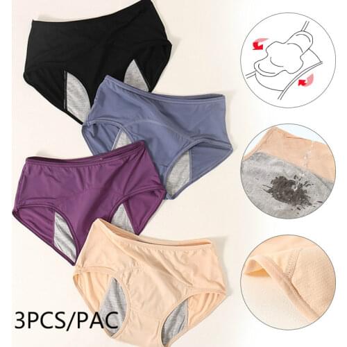 Women Underwear Period Cotton Waterproof Briefs High Waist Female Drop 3pcs Leak Proof Menstrual Panties Physiological Pant