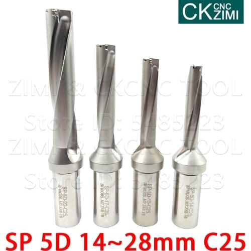 1PC 14-28mm 5D depth C25 C32 SP serie U drill fast drill Indexable bit drilling Shallow Hole CNC Machinery Lathes for SPMG blade