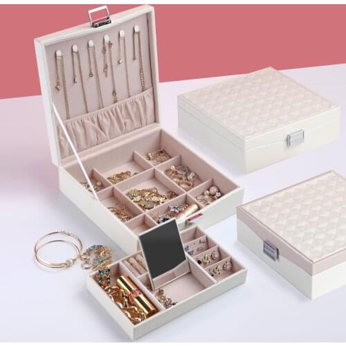 1pcs Double Layer Jewelry Box Earring Necklace Storage Display Storage Case Travel Organizer