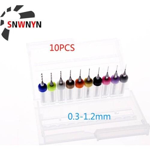 10pcs/Set 0.3mm-1.2mm PCB Print Circuit Board Carbide Micro Drill Bits Tool High Quality Hard Alloy 0.3mm 1.2mm for SMT CNC Wood