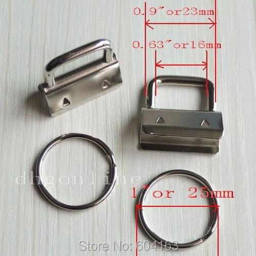 100 PCS Key Fob Hardware keychain Split ring for wrist Wristlets Cotton 1" 25mm free ship Nickle