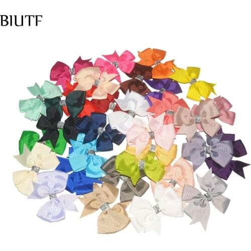200pcs/lot Little Girl Hair Grosgrain Ribbon Pinwheel Bows with Glitter Center Kids Headwear Accessories DIY Boutique HDJ114