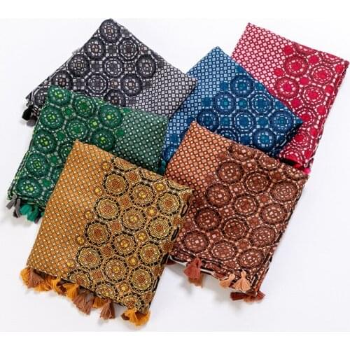 2021 Fashion Newest Geometry Printed Pattern Cotton Voile Tassel Scarf Shawls Wraps Hijabs 6Colors 10pcs/lot