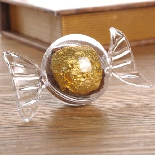 5pcs Candy Shape Storage Boxes Wedding Candy Chocolate Box Transparent Plastic Storage Box Organizer Baby Shower Box