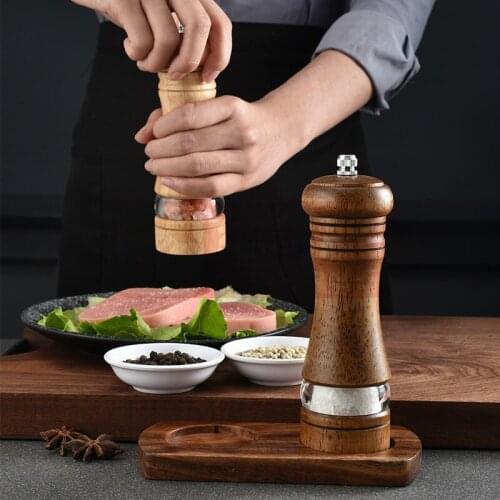Pepper grinder acrylic transparent 6 Inch Ceramic Core pepper grinder with base seasoning bottle kitchen tool