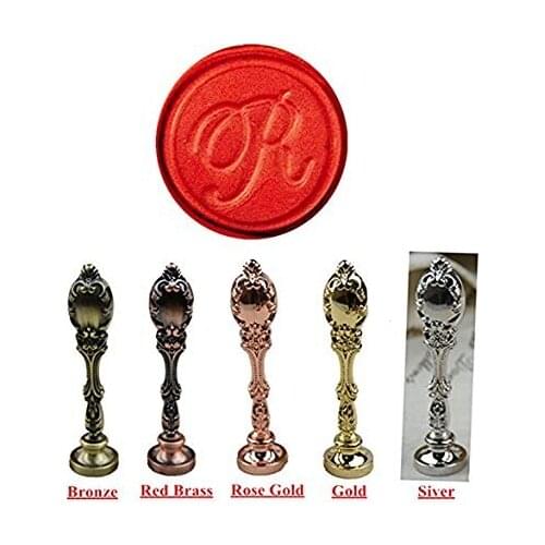 Alphabet Initial R Silver Luxury Wedding Invitation Wax Seal Stamp Peacock Metal Handle Set