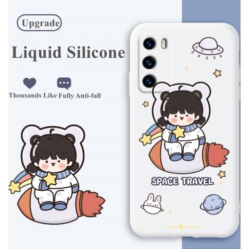ASINA Original Liquid Silicone Case For Huawei P40 P30 P Smart 2019 Cover Cartoon Bumper Pattern Cases For Nova3 3i Coque Capas