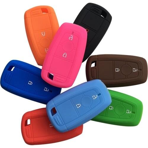 Silicone Key Case Cover for Ford EcoSport 2018- Keyless Fob Shell Skin Keyring Key Chain Holder Protector for Keychain Alarm