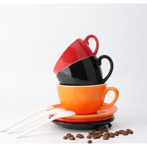 Cappuccino Coffee Cup Wide Mouth Large Capacity Ceramic Latte Latte Cup Saucer Spoon Set Italian Concentrate 240ml