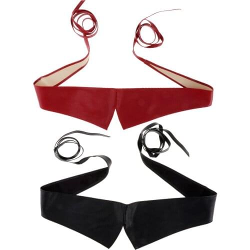 Womens PU Leather Wide Belt Waistband Wrap Around Obi Bowknot Belt