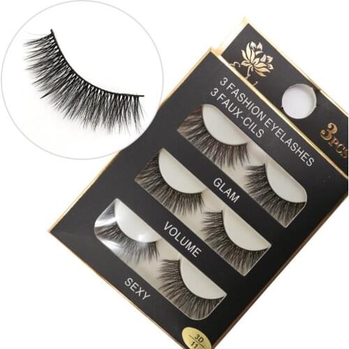 Hot sale 3D04-FG02 Best Selling 3 Pairs 100% Handmade 3D Mink False Eyelashes With Packaging Box
