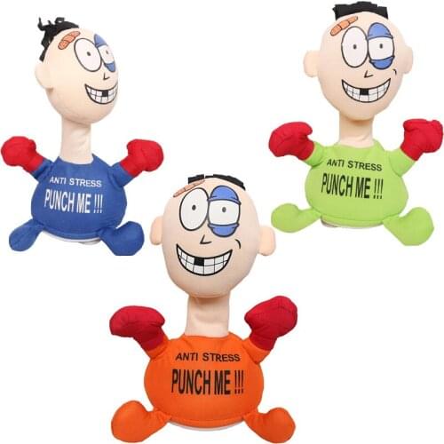 Punch Me Man Boxing Toys Electric Plush Toys Creative Vent Plush Doll With Simulation Sound Funny Unpack Toys Gifts For Kids