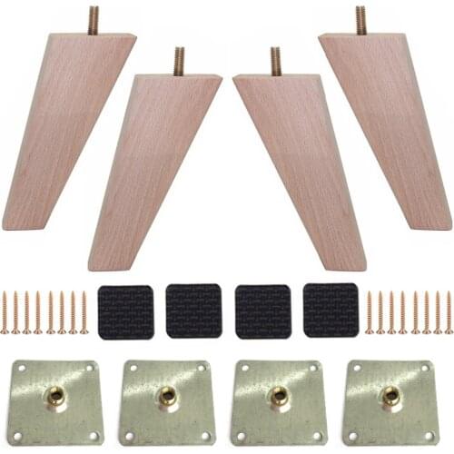 4pcs 11.5cm Height Solid Wooden Beech Wood Tapered Furniture Legs Sofa Bench Closet Cabinet Feet Couch Dresser Armchair foot