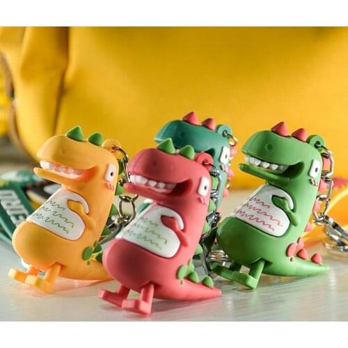 Creative Cartoon Geometric Faceted Dinosaur Panda Doll Keychain Couple Car Key Chain Backpack Hanging Gift