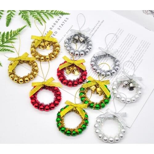 6pcs Creative Christmas Wreaths Suspended Christmas Tree Wedding Decoration DIY Home Window Wall Pendant Bead Ring