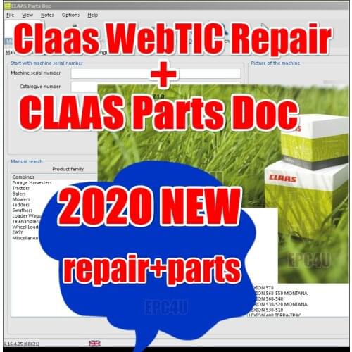 For Claas WebTIC Offline Repair manuals, wiring and hydraulic diagrams, etc 2020+Parts Doc 2.2 - Agricultural 2020